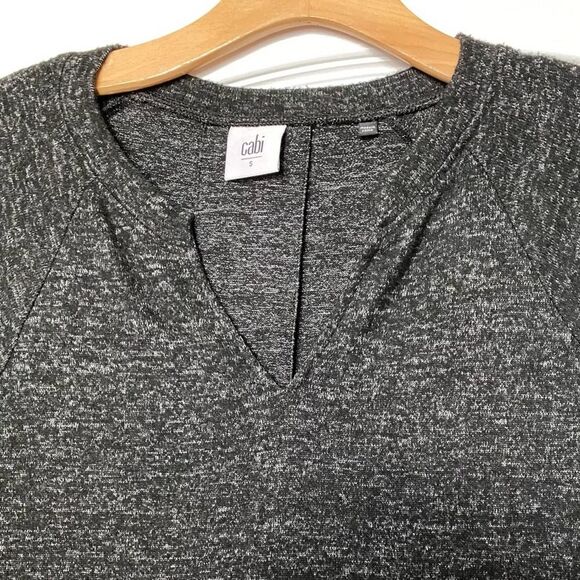 Cabi Gray Dress Charcoal Melange Knit Sweaterdress PJ V Neck Stretch S #3829 - Picture 4 of 4